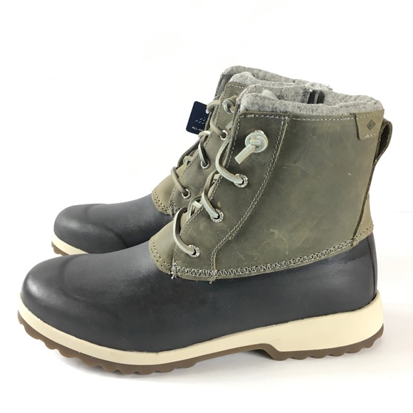 olive green sperry duck boots